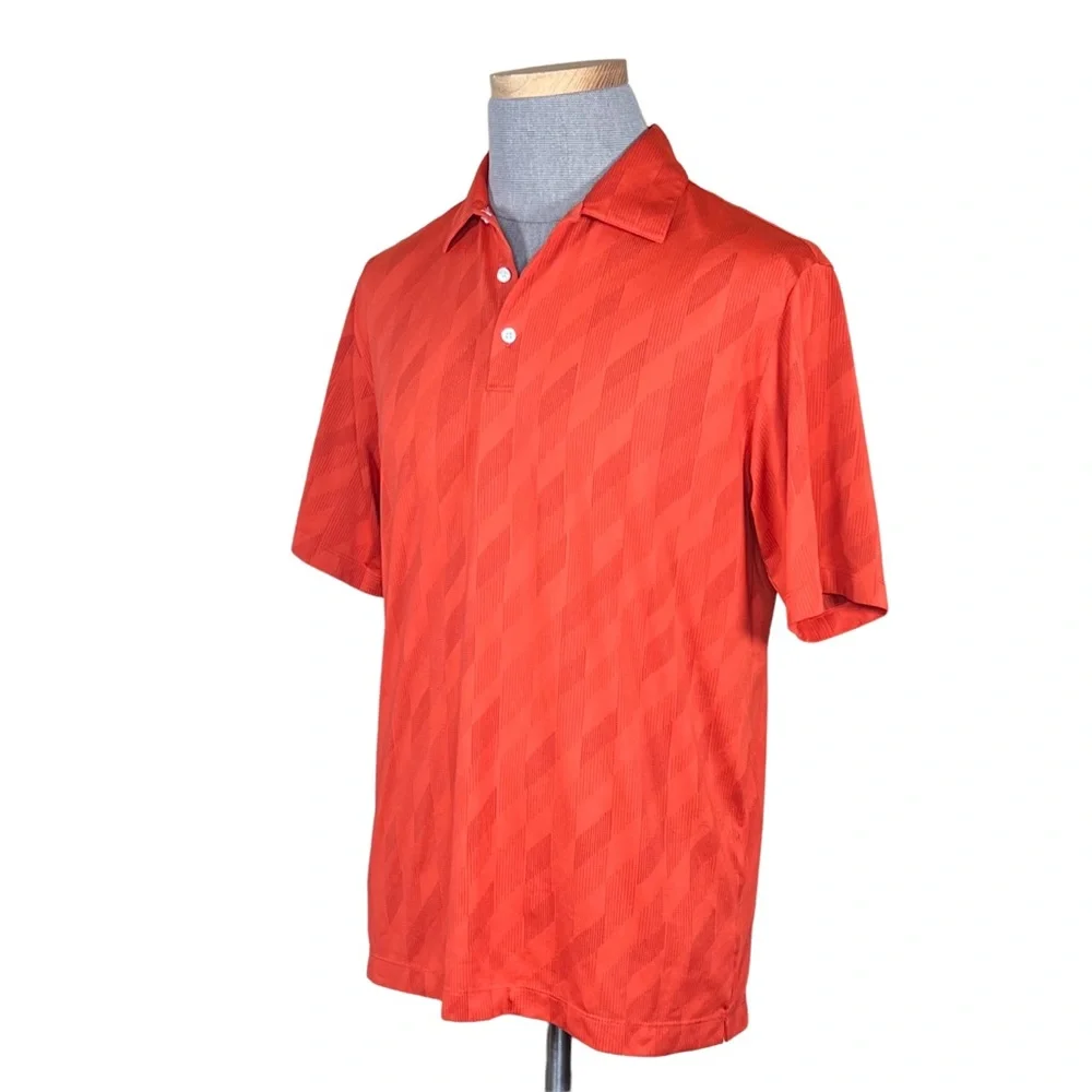 Nike Tiger Woods Collection Dri-Fit Golf Polo Orange With Geometric Prin…